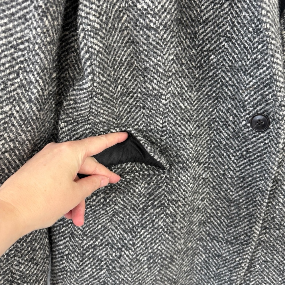 Banana Republic Olinda Oversized Italian Herringbone Blazer Grey Sz S - Picture 7 of 15